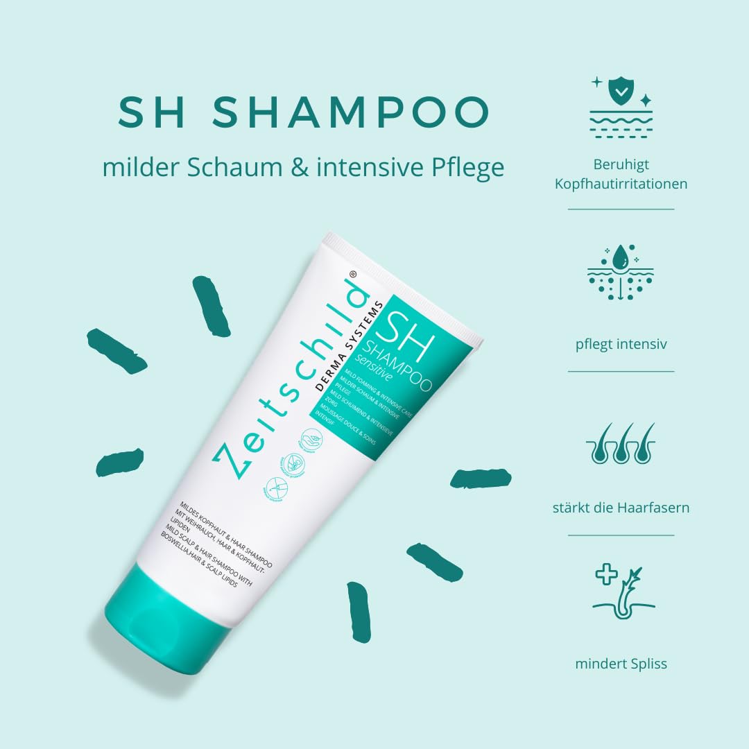 SH Shampoo 200 ml, für empfindliche, trockene & juckende Kopfhaut, parfümfrei, silikonfrei, pH-hautneutral