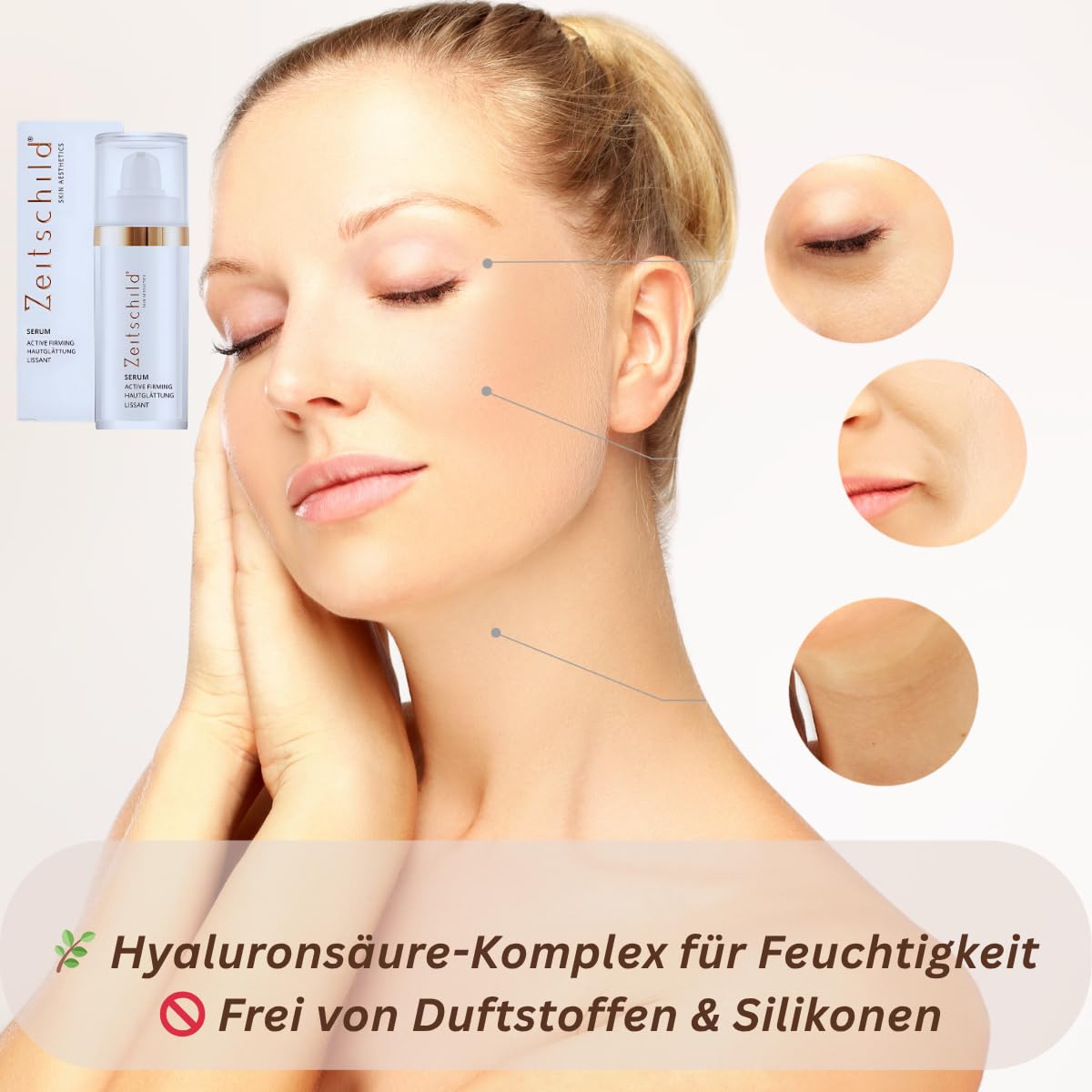 Anti-Falten Serum Active Firming 30 ml, Sofort-Effekt bei Mimikfalten, Hautglättungsserum mit 4 Hyaluronsäuren & Peptidkomplex, für alle Hauttypen, ohne Parfum & Silikone