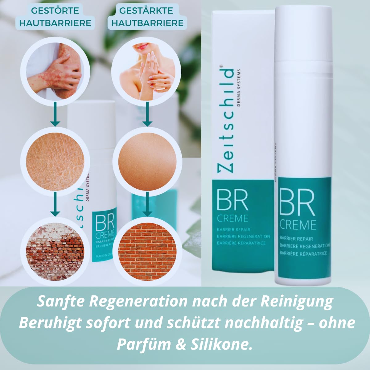 Hautbarriere Creme I Regeneration und Schutz der eigenen Hautbarriere I Schützend und Entzündungshemmend auf dem Körper und im Gesicht I 100ml I BR Cream