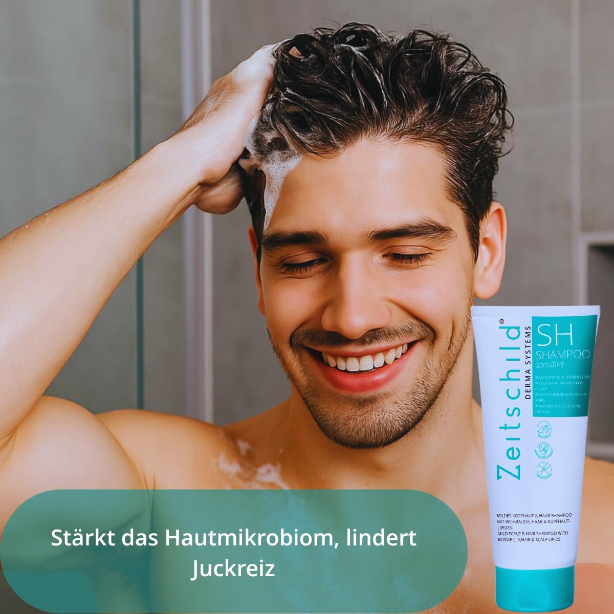 SH Shampoo 200 ml, für empfindliche, trockene & juckende Kopfhaut, parfümfrei, silikonfrei, pH-hautneutral