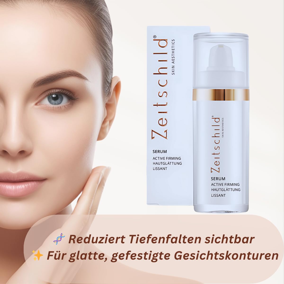 Anti-Falten Serum Active Firming 30 ml, Sofort-Effekt bei Mimikfalten, Hautglättungsserum mit 4 Hyaluronsäuren & Peptidkomplex, für alle Hauttypen, ohne Parfum & Silikone