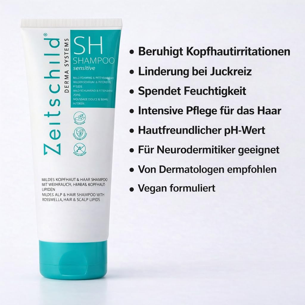 SH Shampoo 200 ml, für empfindliche, trockene & juckende Kopfhaut, parfümfrei, silikonfrei, pH-hautneutral