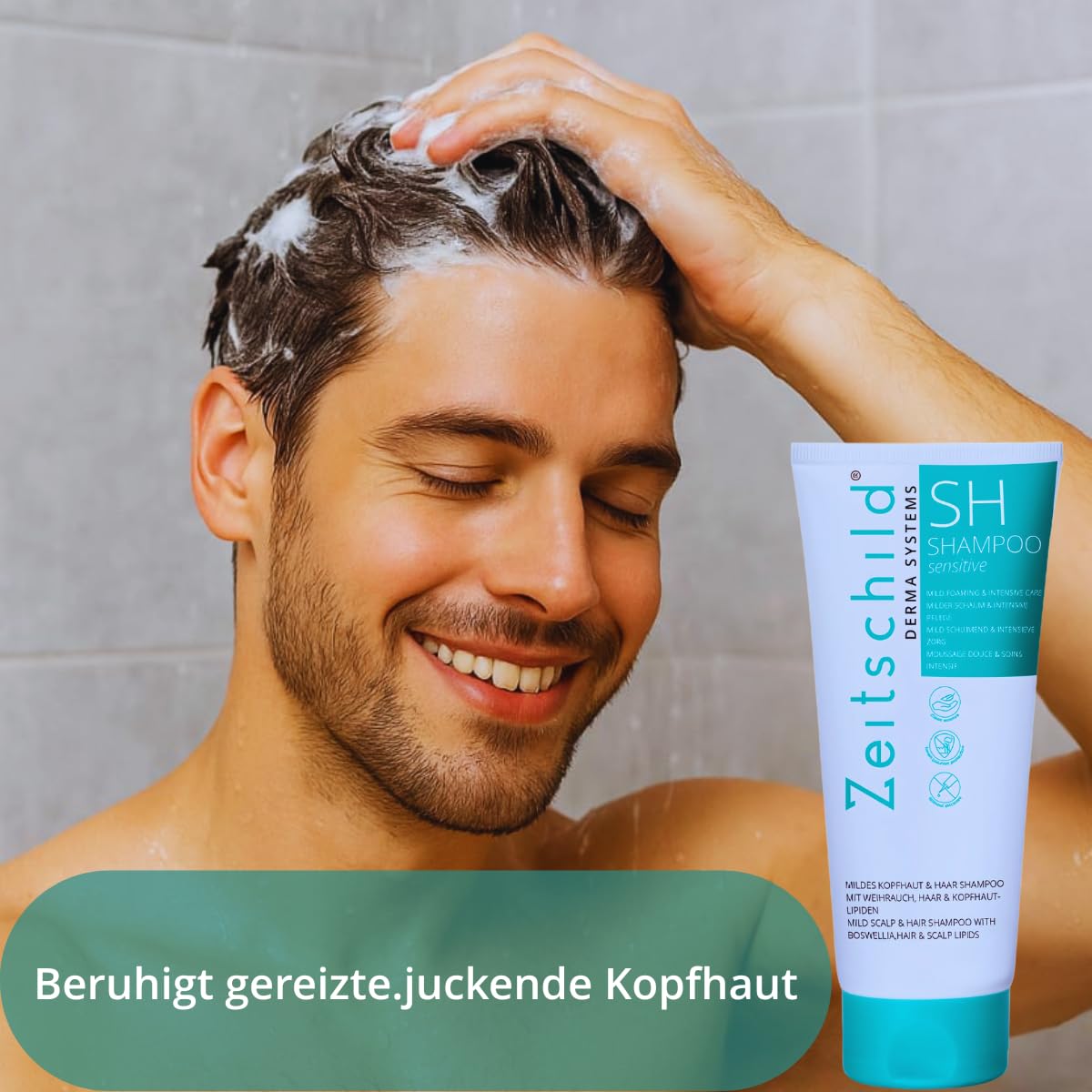 SH Shampoo 200 ml, für empfindliche, trockene & juckende Kopfhaut, parfümfrei, silikonfrei, pH-hautneutral
