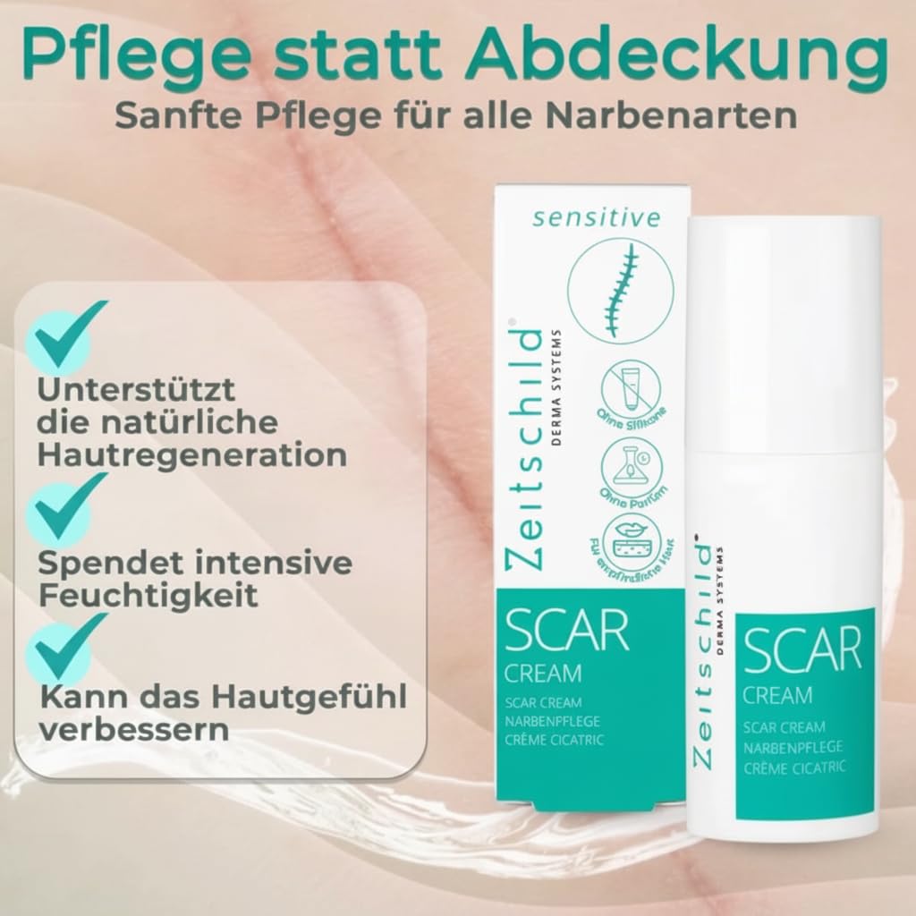 Narbencreme 30 ml, für frische & ältere Narben, auch nach OP, Kaiserschnitt & Aknenarben, mit Madecassoside, 4-fach Hyaluron & Ectoin, Made in Germany