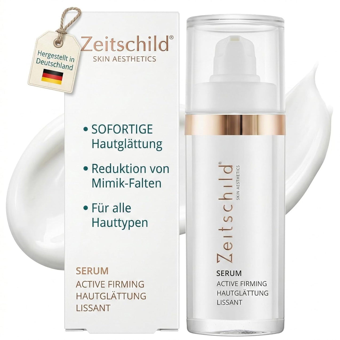 Anti-Falten Serum Active Firming 30 ml, Sofort-Effekt bei Mimikfalten, Hautglättungsserum mit 4 Hyaluronsäuren & Peptidkomplex, für alle Hauttypen, ohne Parfum & Silikone
