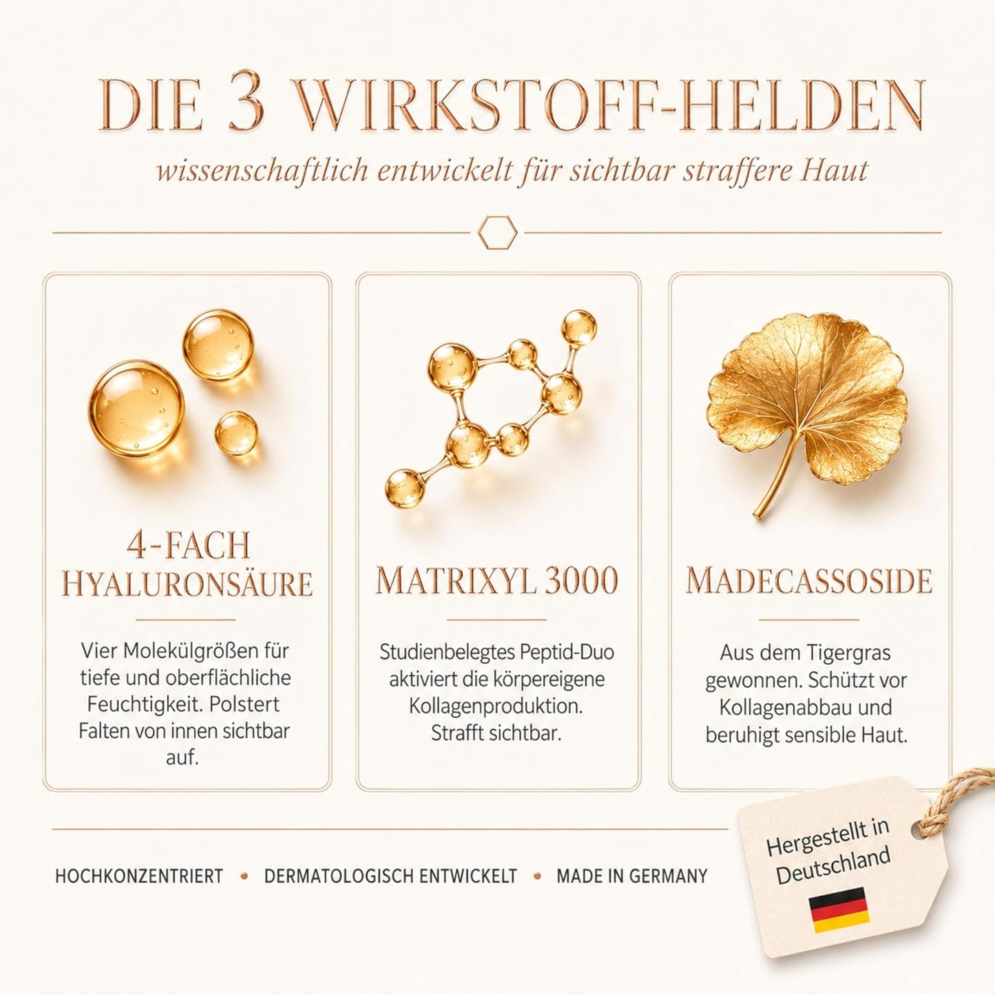Anti Falten Serum Hochdosiert mit 4-fach Hyaluronsäure Matrixyl 3000 & OLT® - Anti-Aging Hyaluron Gesichtsserum gegen Tiefenfalten - Reife Haut Frauen Männer 30ml Made in Germany