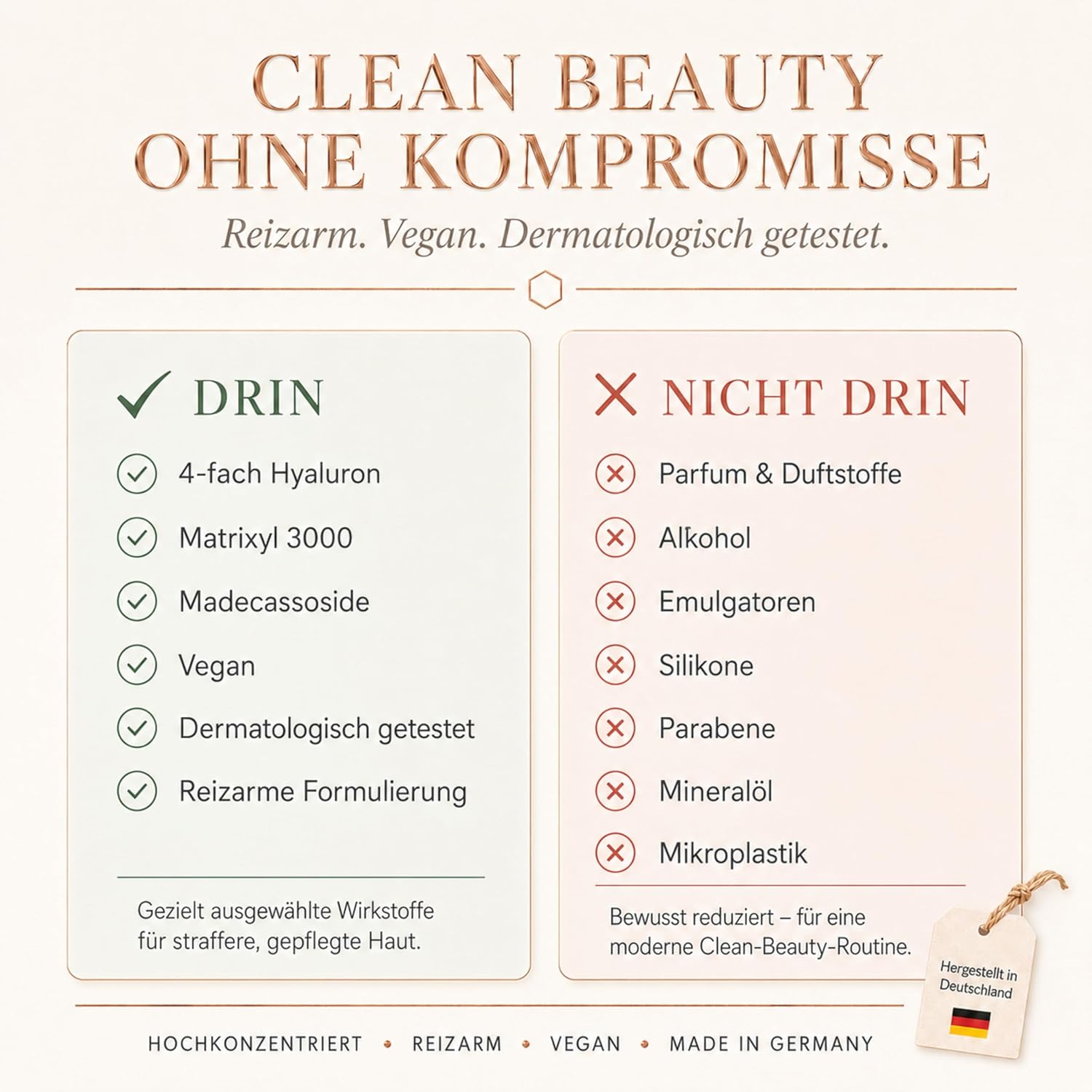 Anti Falten Serum Hochdosiert mit 4-fach Hyaluronsäure Matrixyl 3000 & OLT® - Anti-Aging Hyaluron Gesichtsserum gegen Tiefenfalten - Reife Haut Frauen Männer 30ml Made in Germany