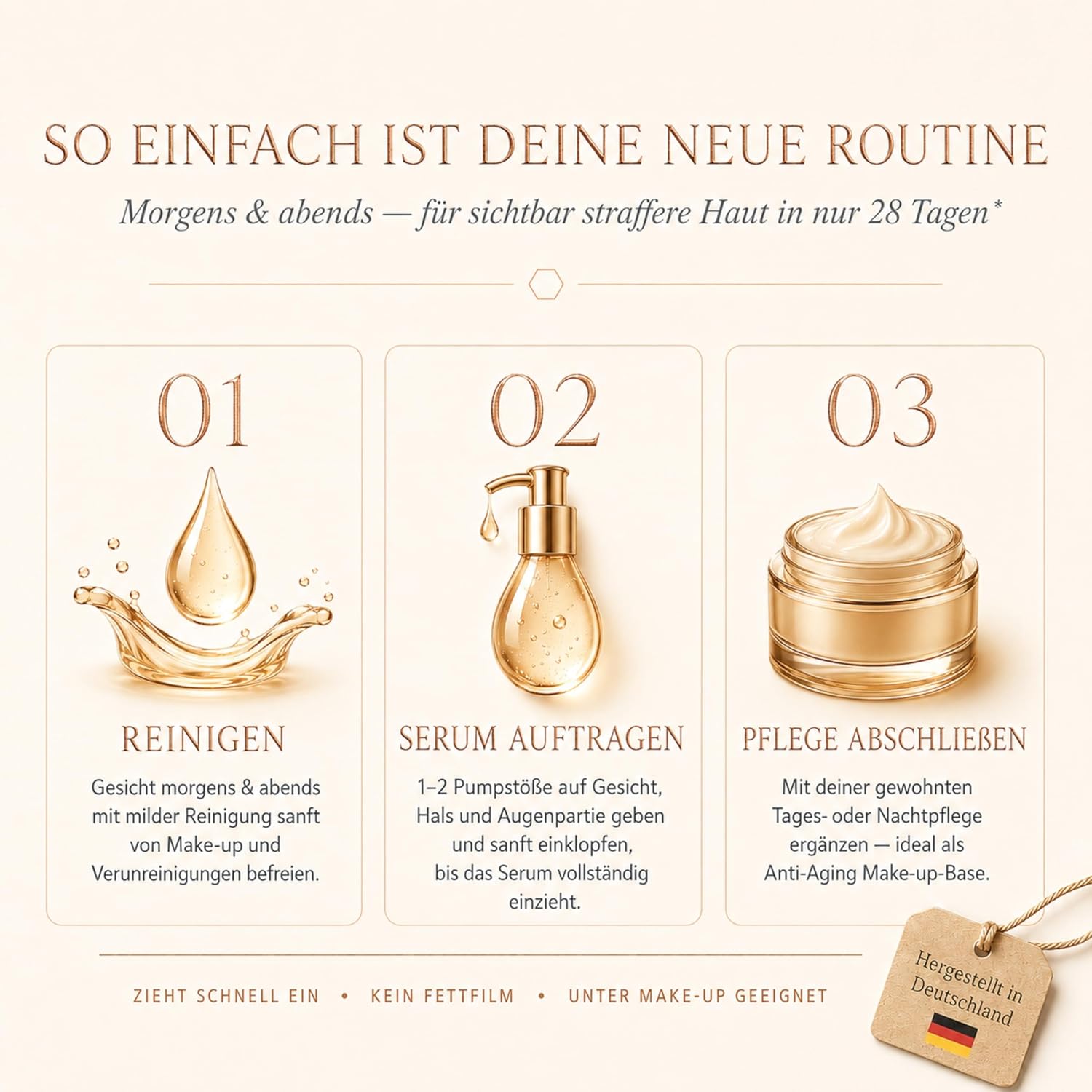 Anti Falten Serum Hochdosiert mit 4-fach Hyaluronsäure Matrixyl 3000 & OLT® - Anti-Aging Hyaluron Gesichtsserum gegen Tiefenfalten - Reife Haut Frauen Männer 30ml Made in Germany