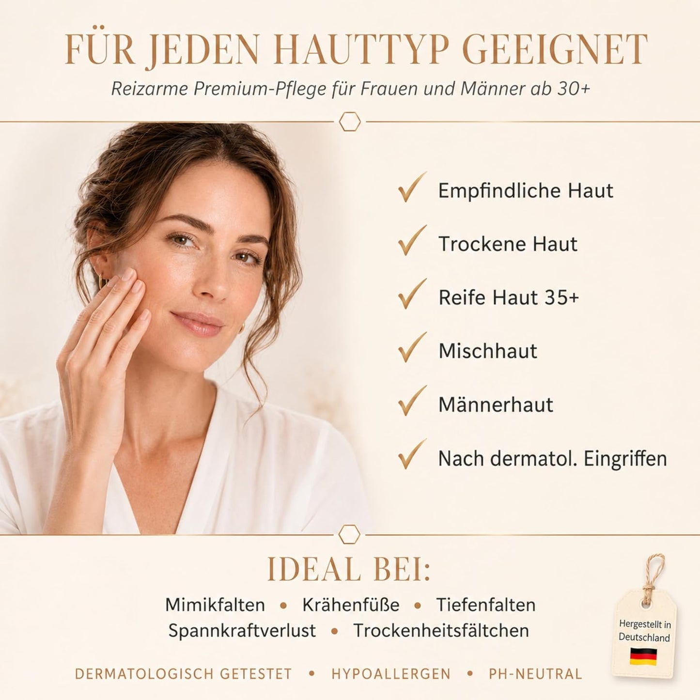 Anti Falten Serum Hochdosiert mit 4-fach Hyaluronsäure Matrixyl 3000 & OLT® - Anti-Aging Hyaluron Gesichtsserum gegen Tiefenfalten - Reife Haut Frauen Männer 30ml Made in Germany