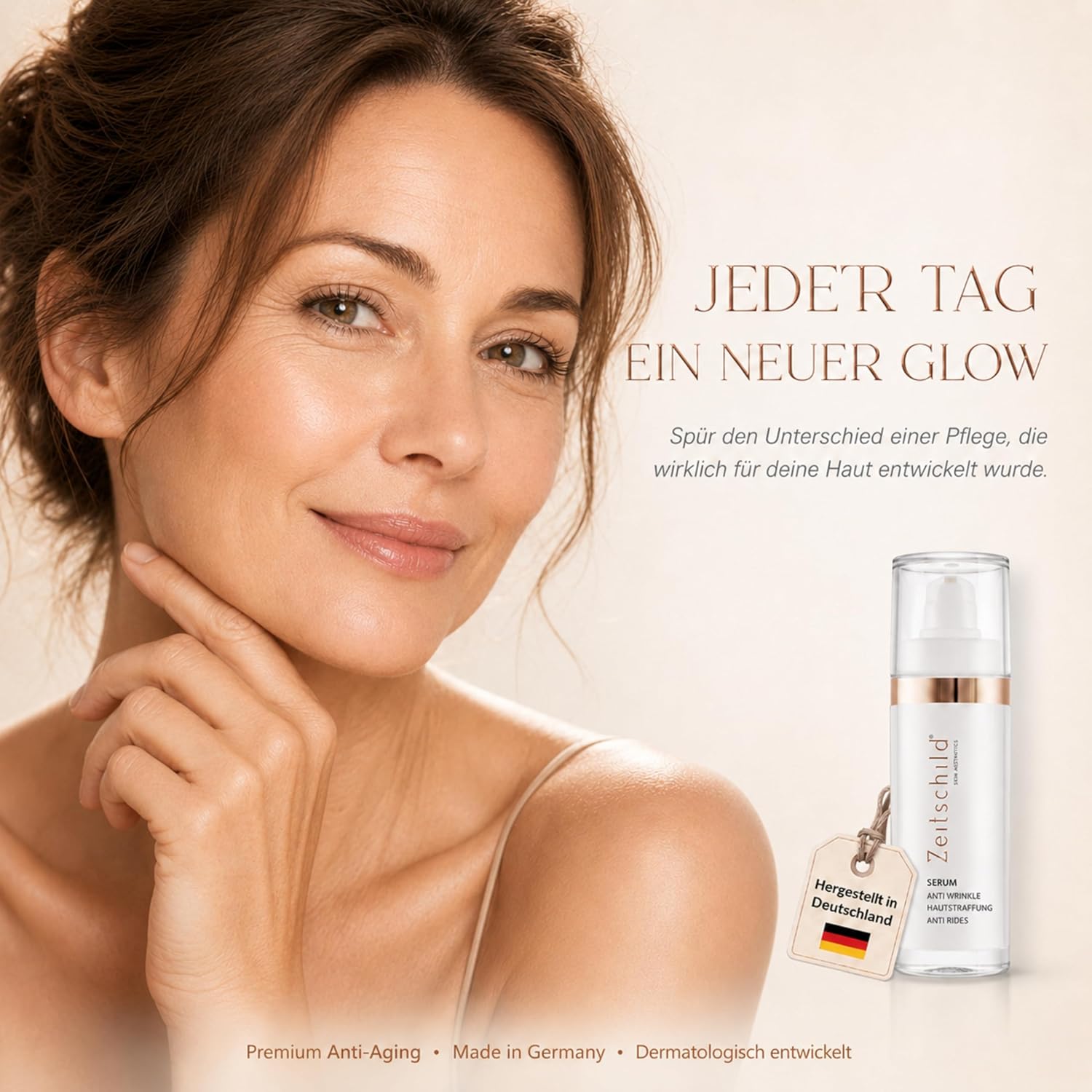 Anti Falten Serum Hochdosiert mit 4-fach Hyaluronsäure Matrixyl 3000 & OLT® - Anti-Aging Hyaluron Gesichtsserum gegen Tiefenfalten - Reife Haut Frauen Männer 30ml Made in Germany